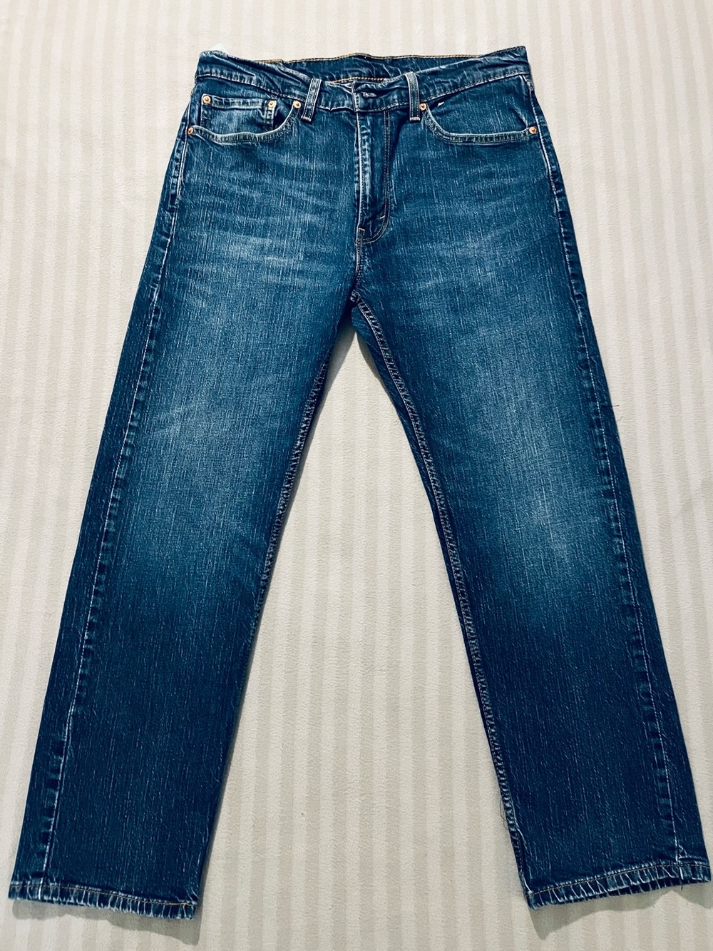 Levi's 35/30 505 Men's Straight Jeans in Deep Indigo blue